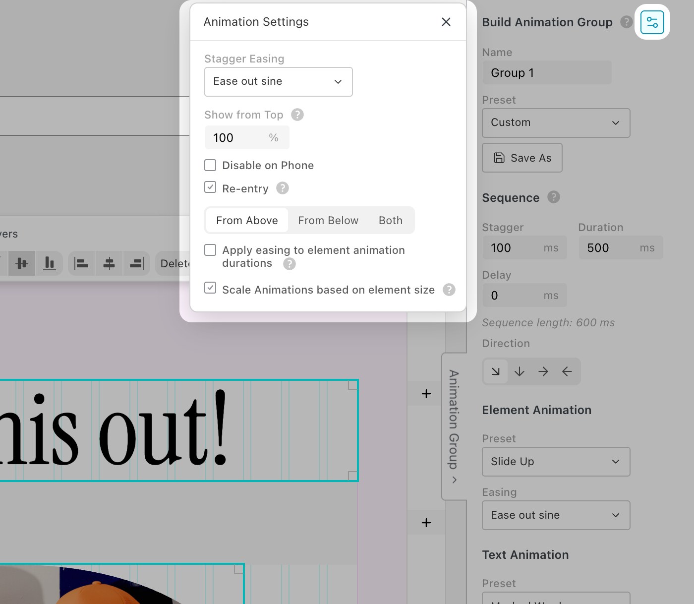 Animation Group settings