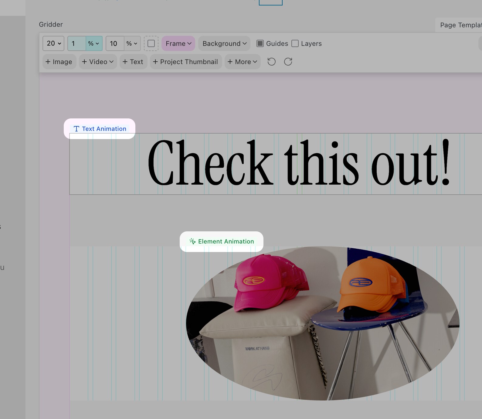 Animation labels in the Gridder