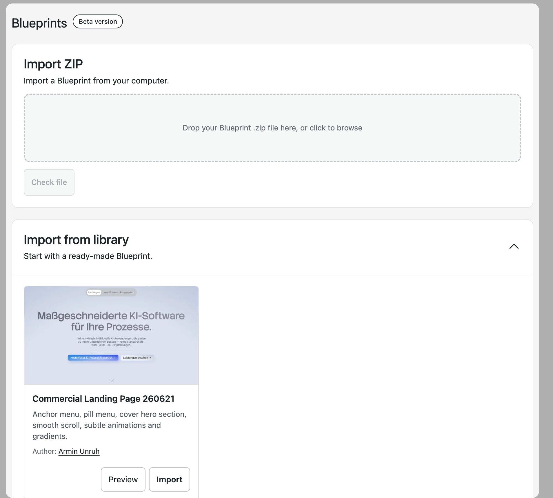 Lay Options Blueprints manager overview