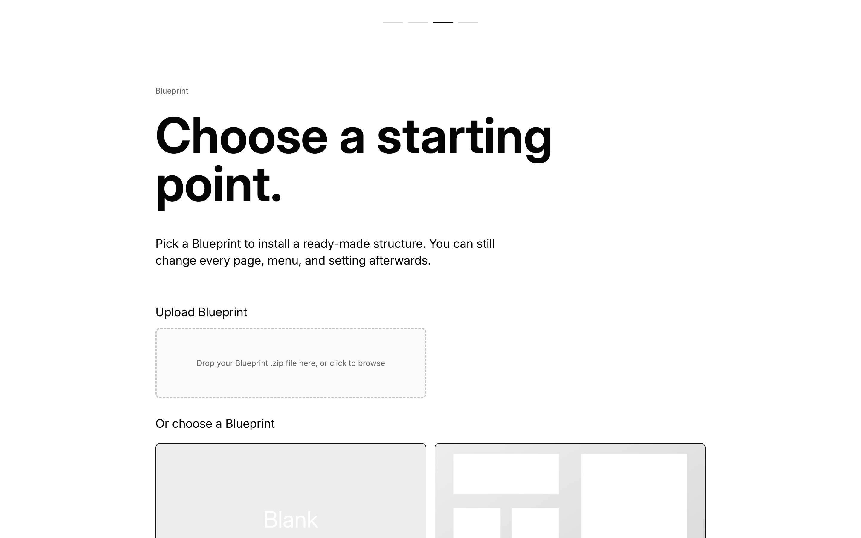 Setup Wizard Blueprint selection step