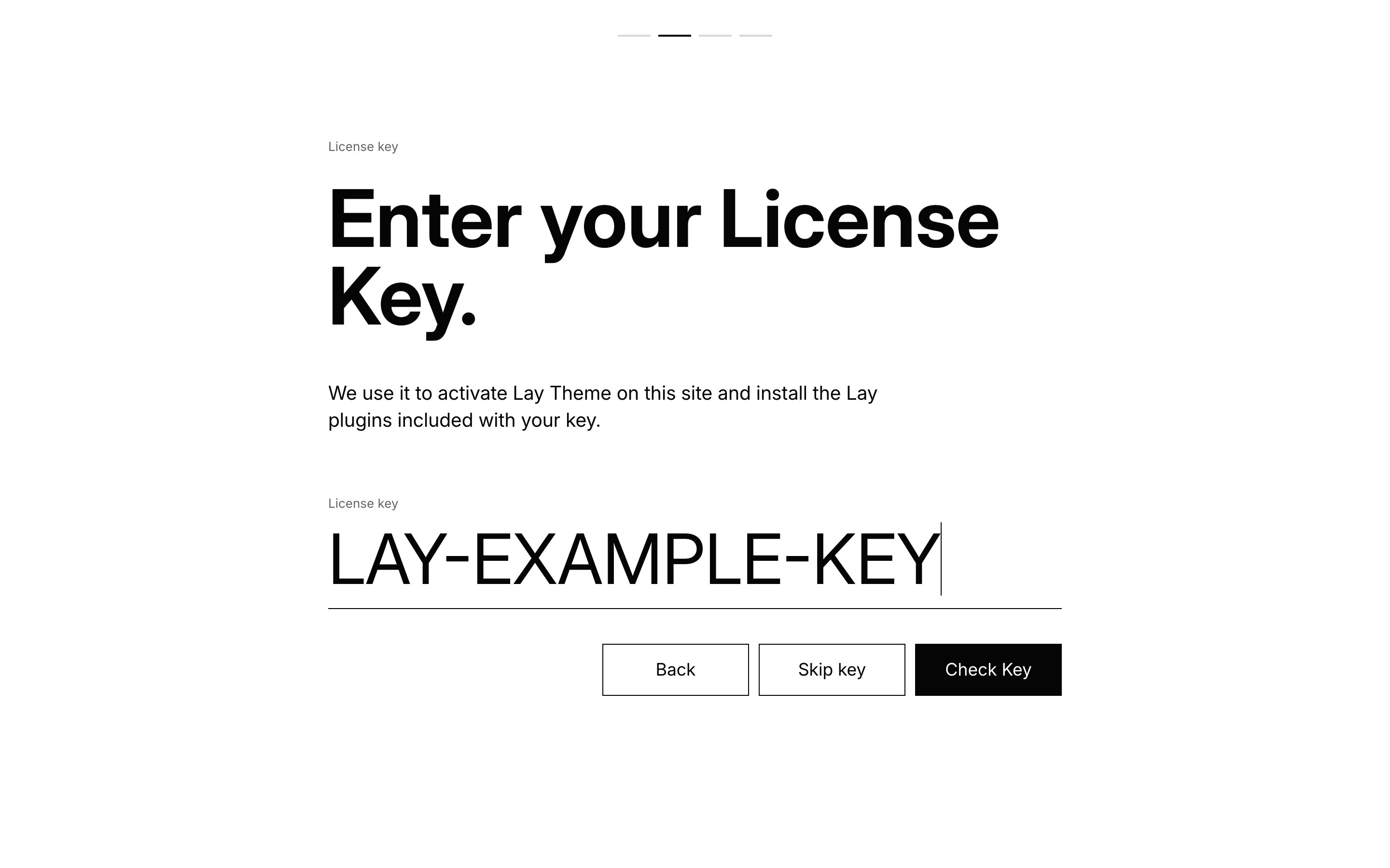 Setup Wizard license key step