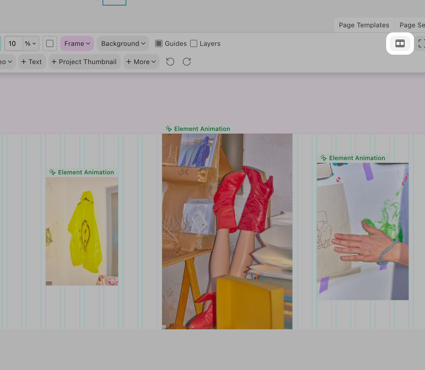 Timeline button in the Gridder toolbar