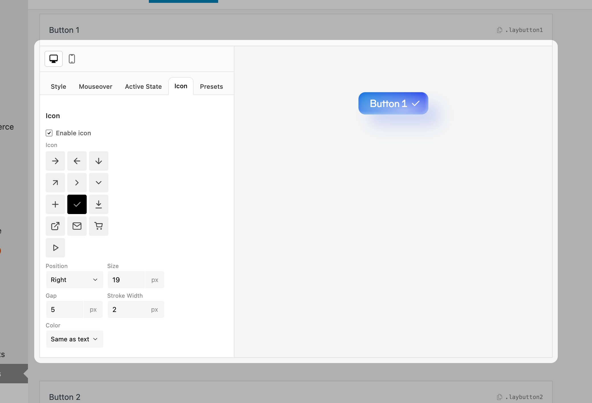 Button Manager — Icon tab