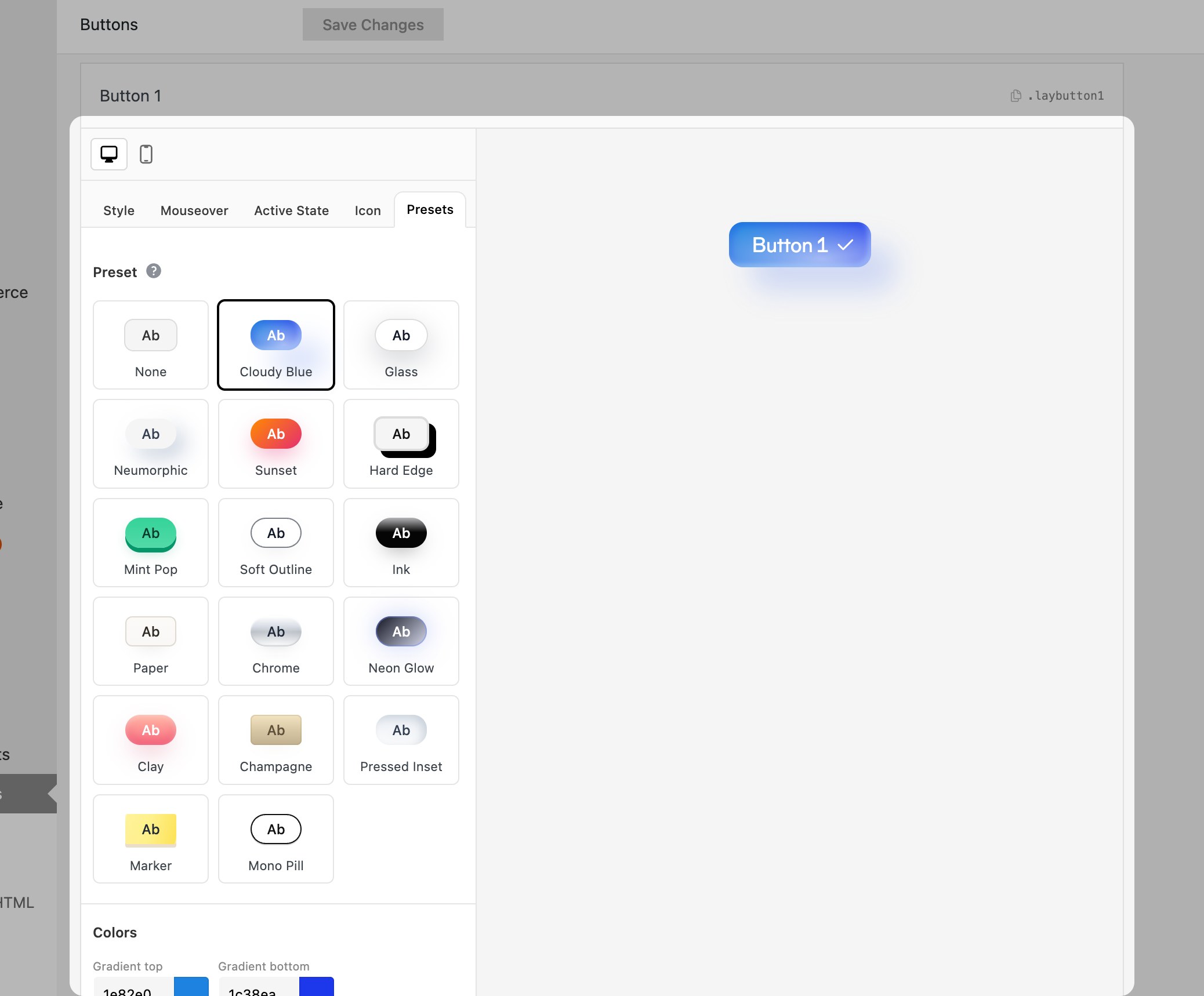 Button Manager — Presets tab