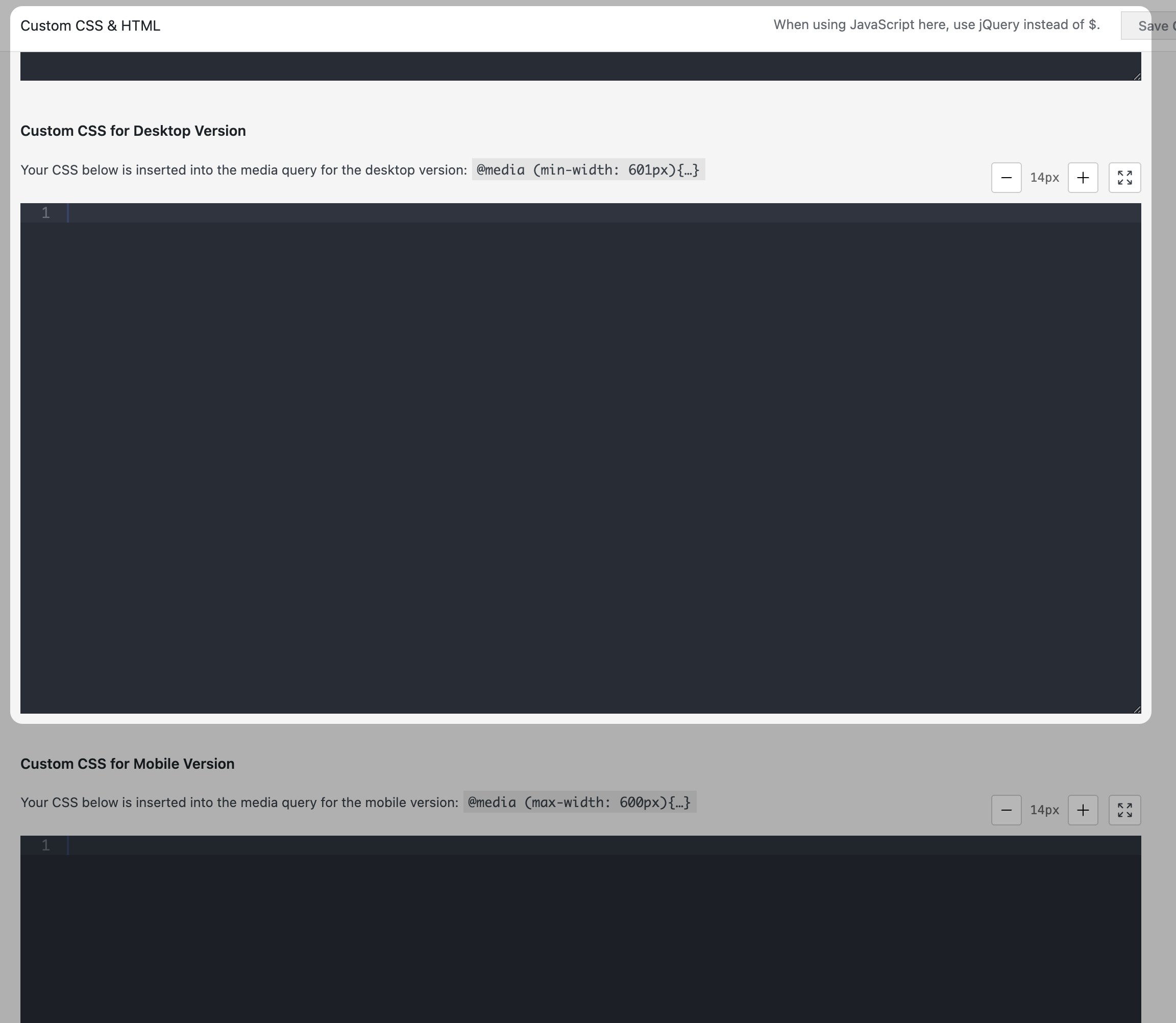 Custom CSS and HTML fields in Lay Options