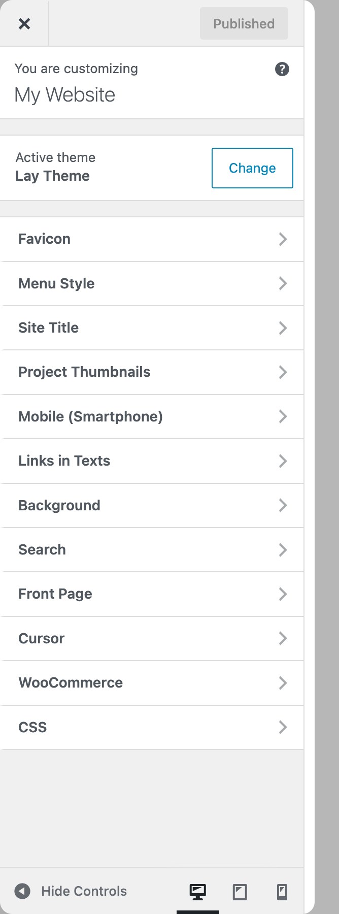 The Lay Theme Customizer overview
