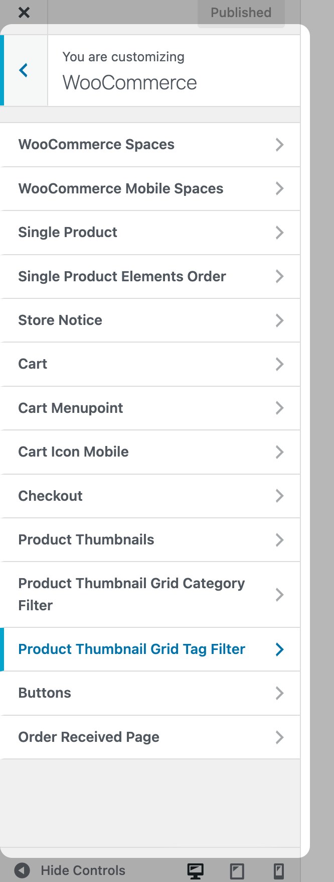 Customizer WooCommerce panel