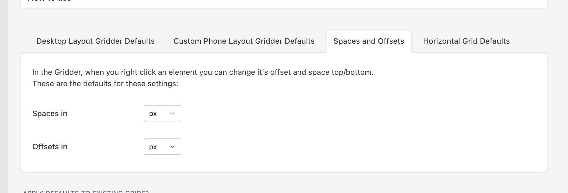 Spaces and Offsets tab