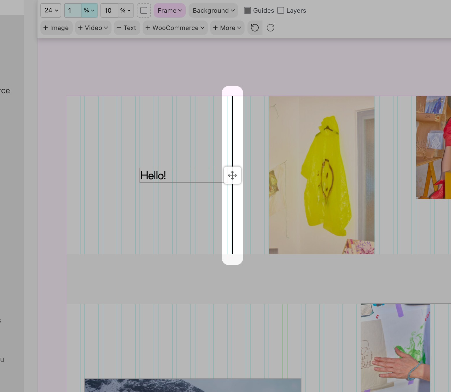 A vertical line element in the Gridder canvas
