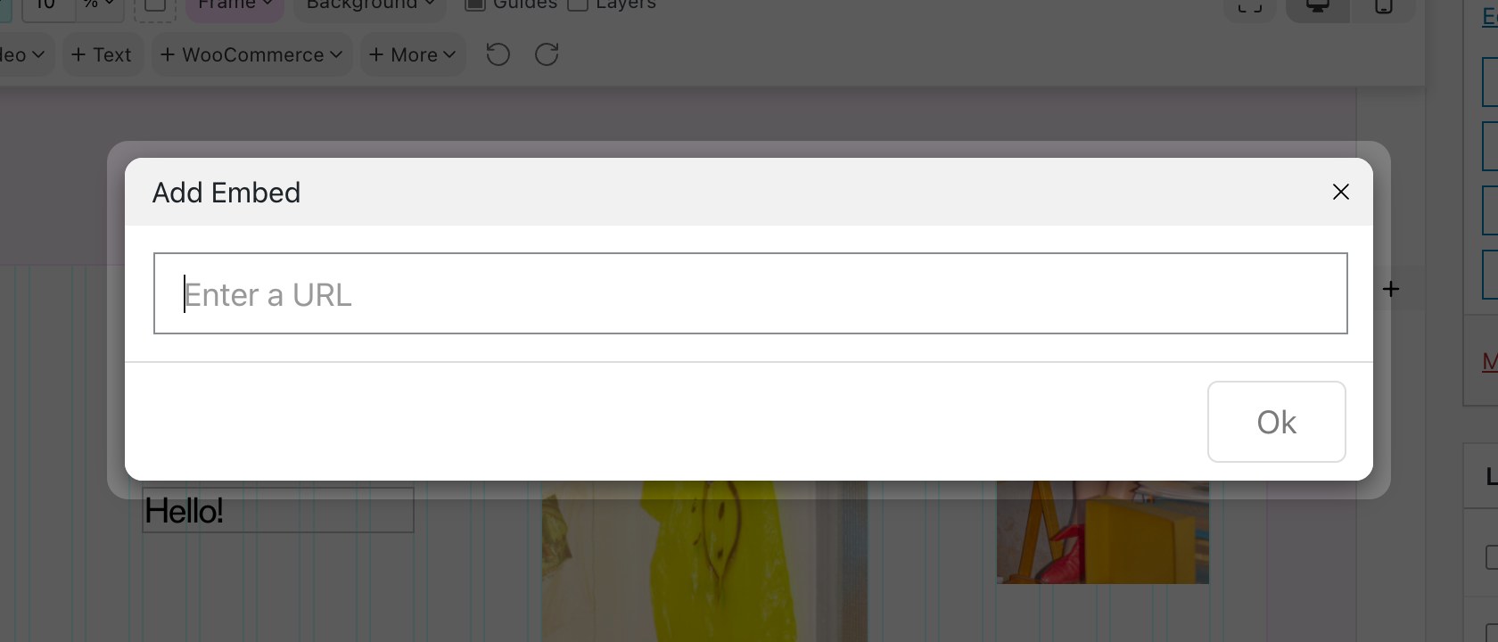 The Add Embed window