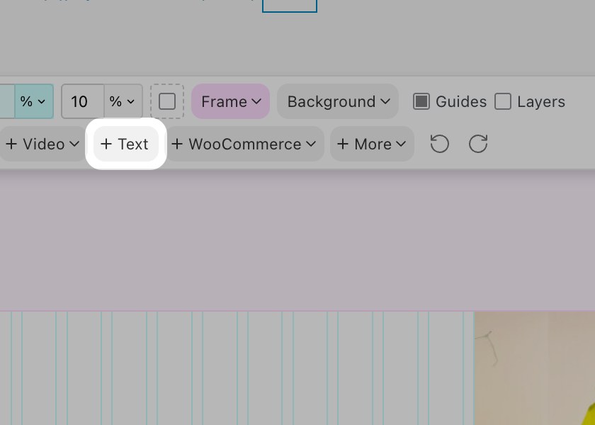 The +Text button in the Gridder toolbar