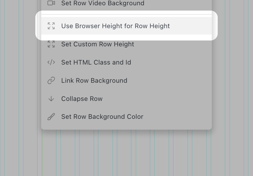 The row context menu with row height options