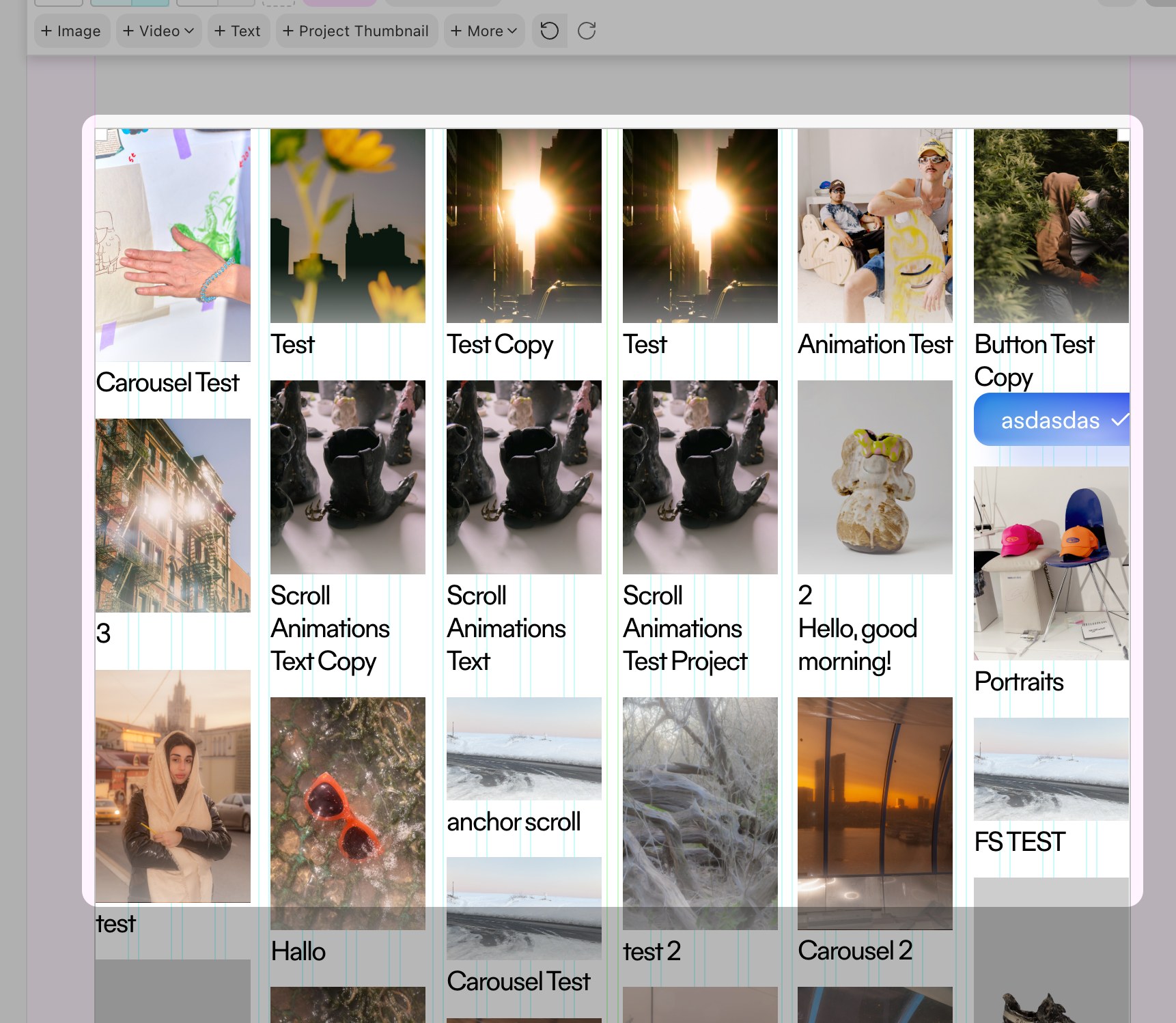 A Thumbnail Grid in the Gridder canvas