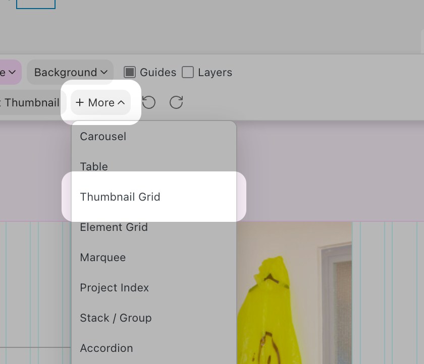 The +More menu with Thumbnail Grid selected