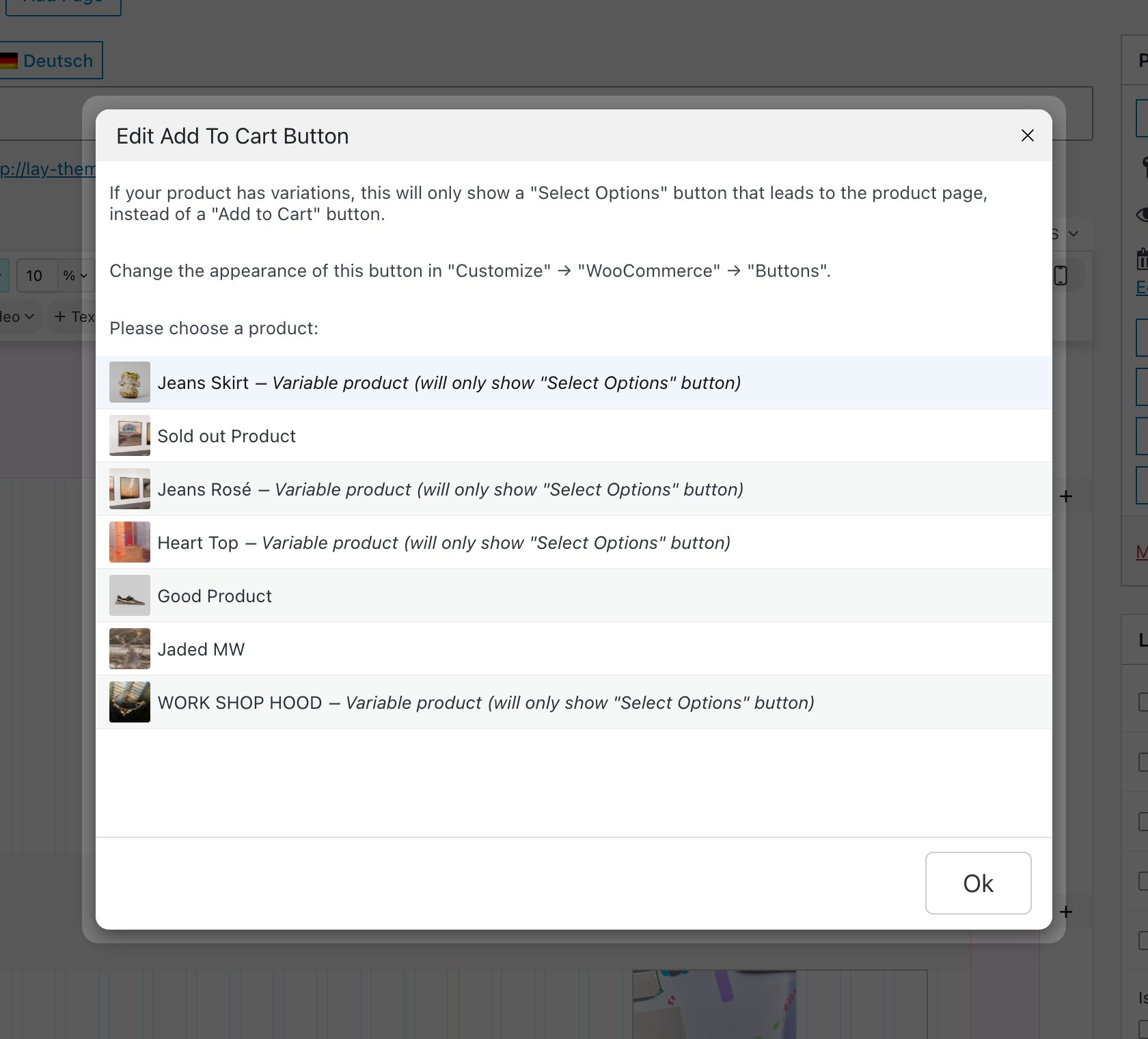 The Add To Cart Button modal