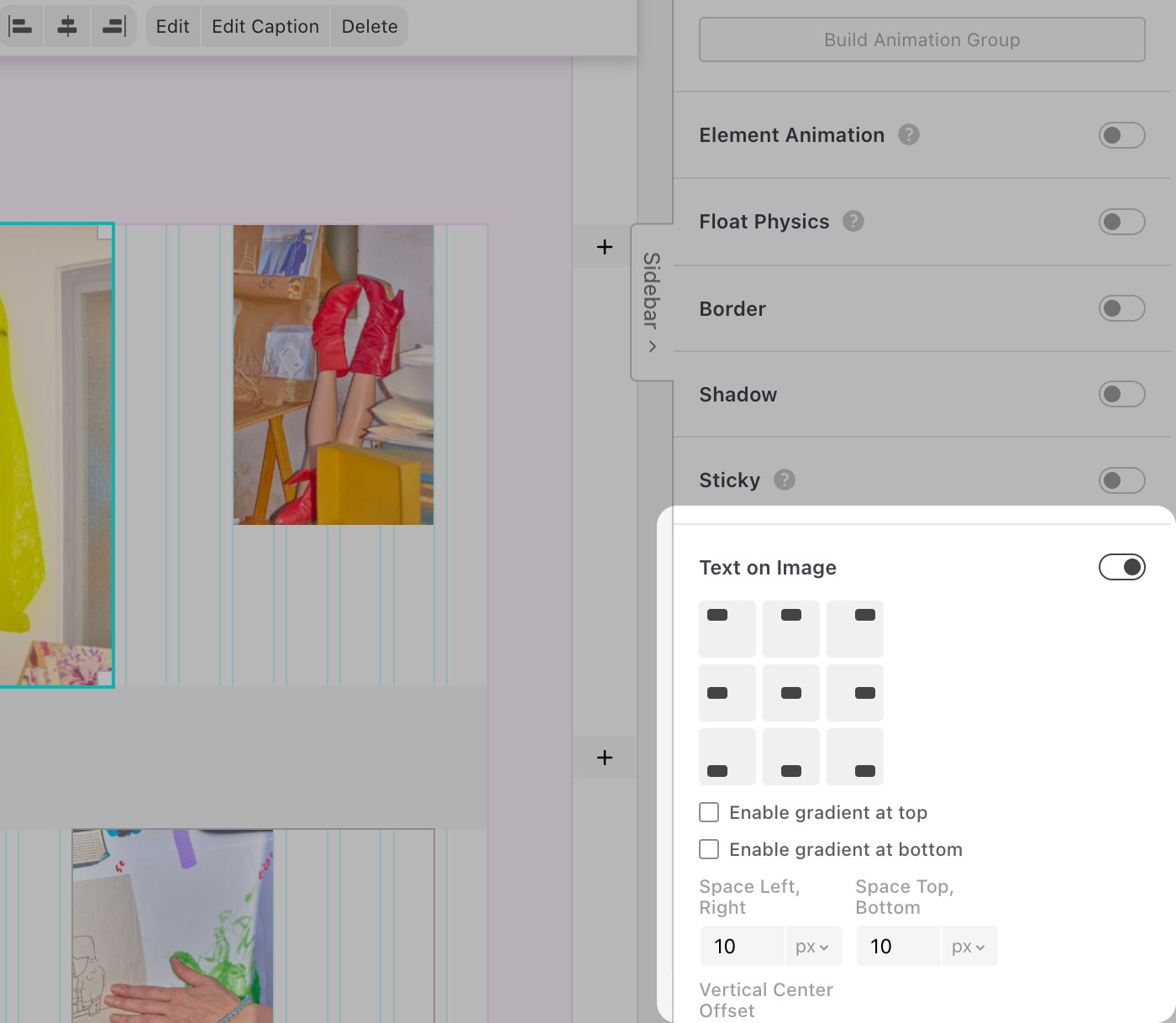 Text on Image panel