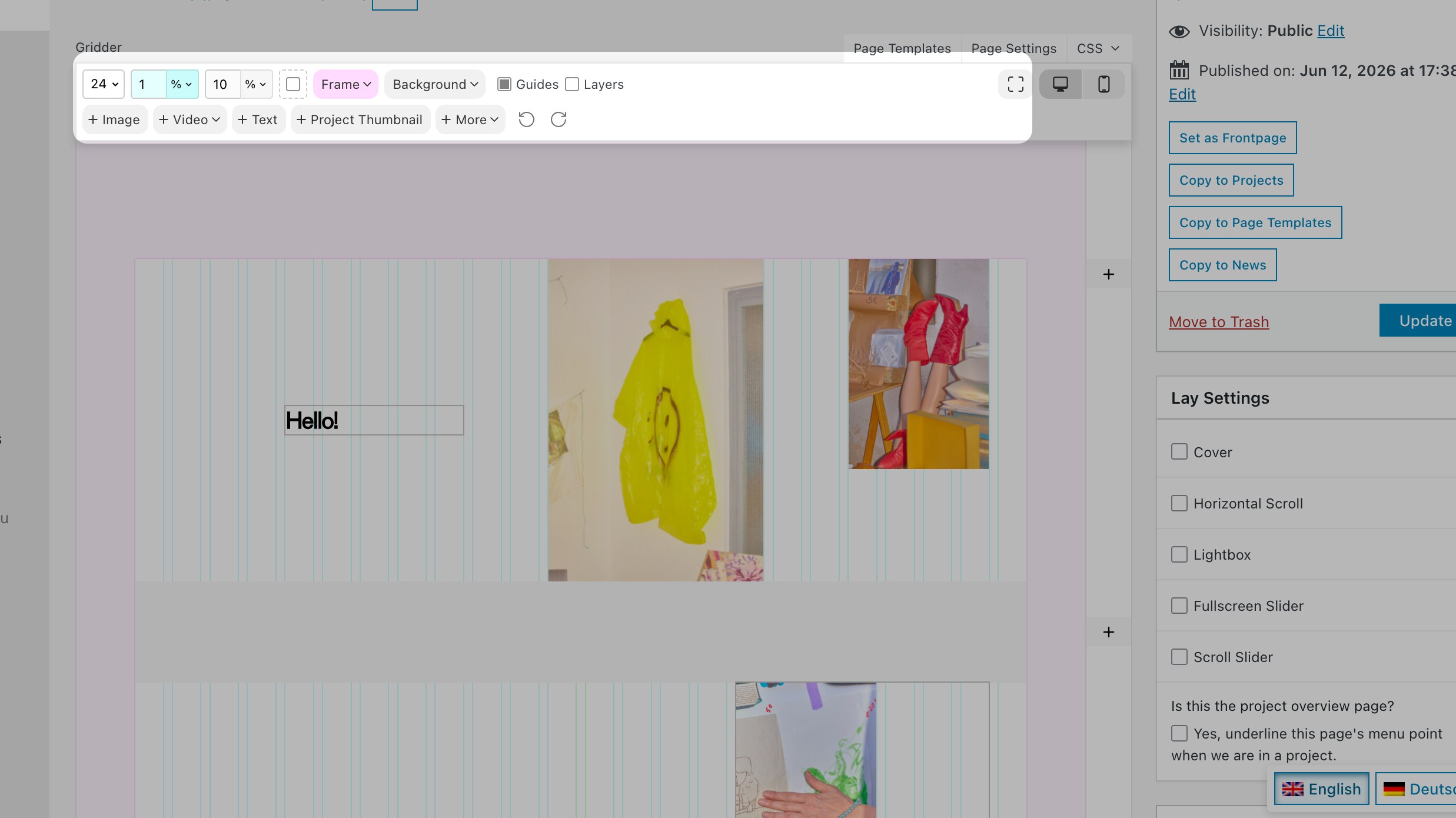 The Gridder toolbar
