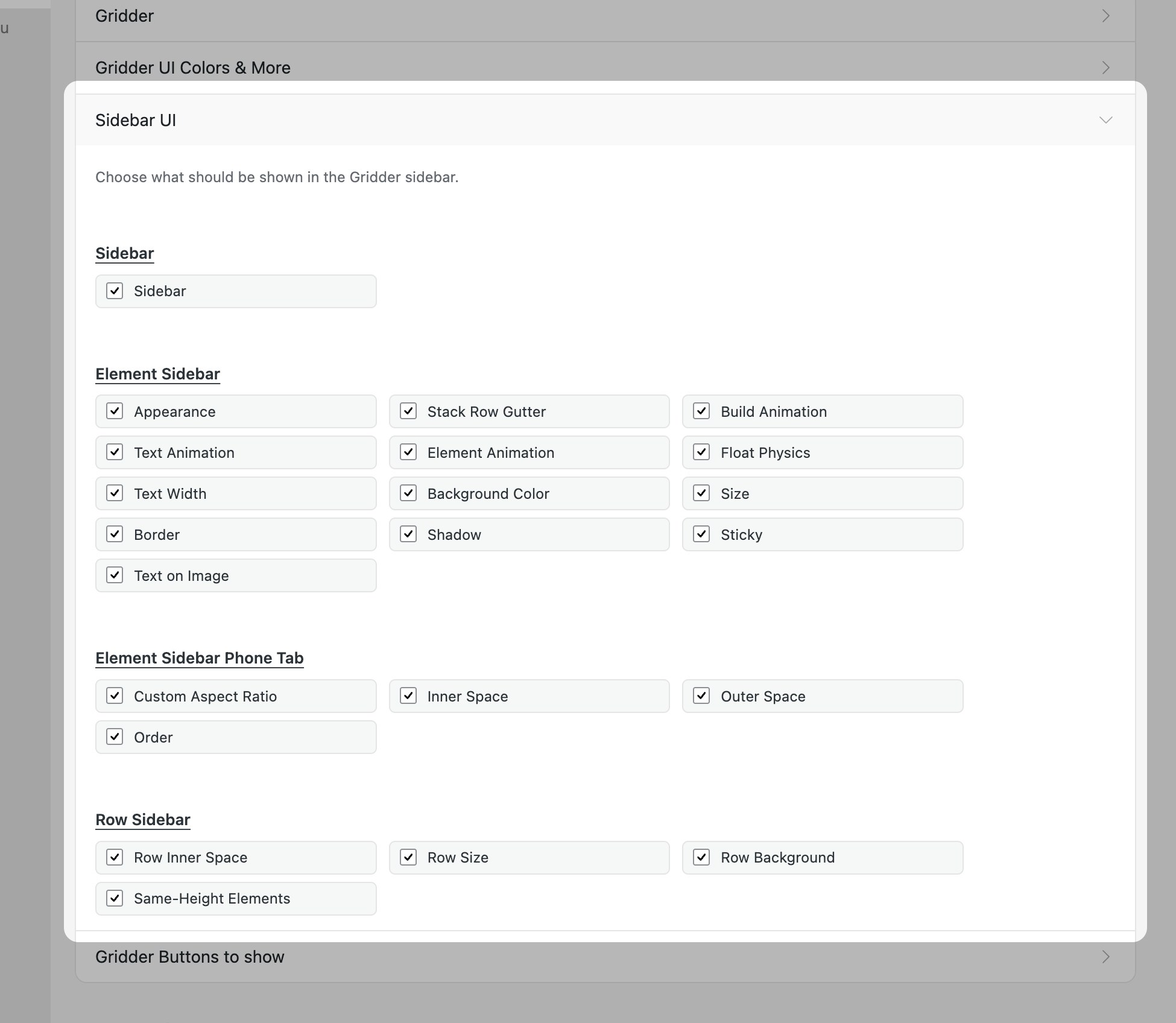 Lay Options Sidebar UI section