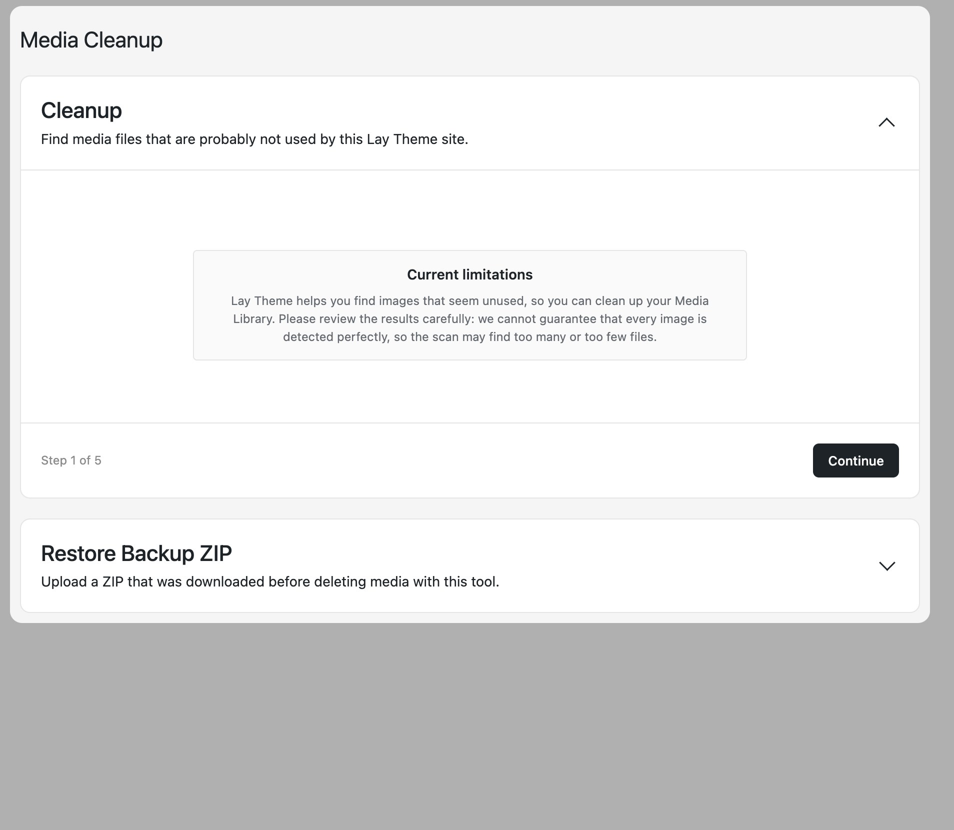 Media Cleanup page