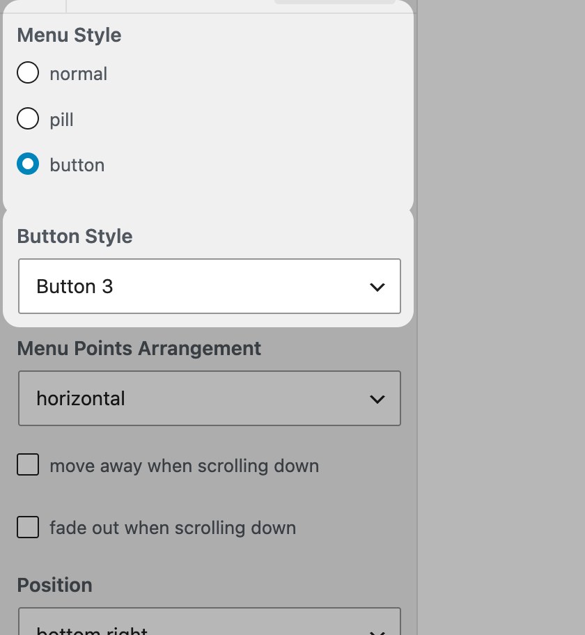 Menu Style radio with Button Style dropdown