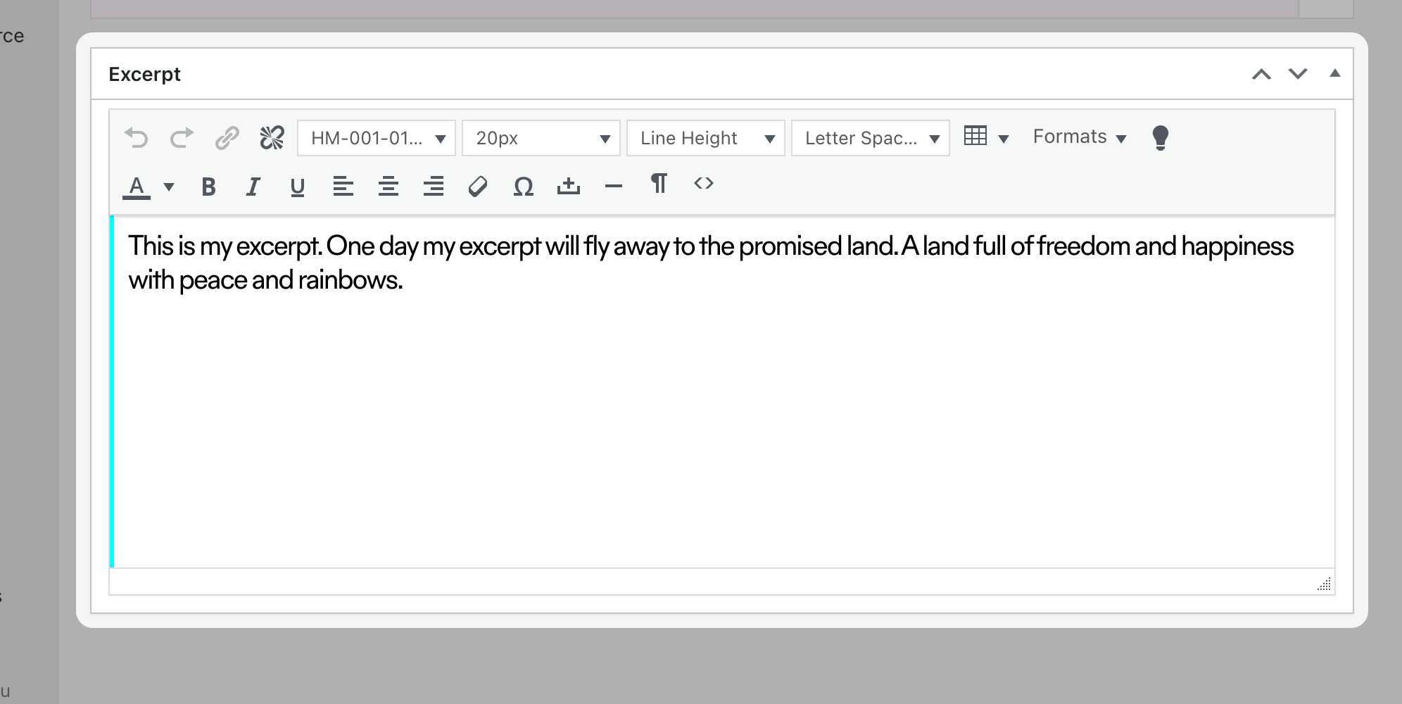 News excerpt field