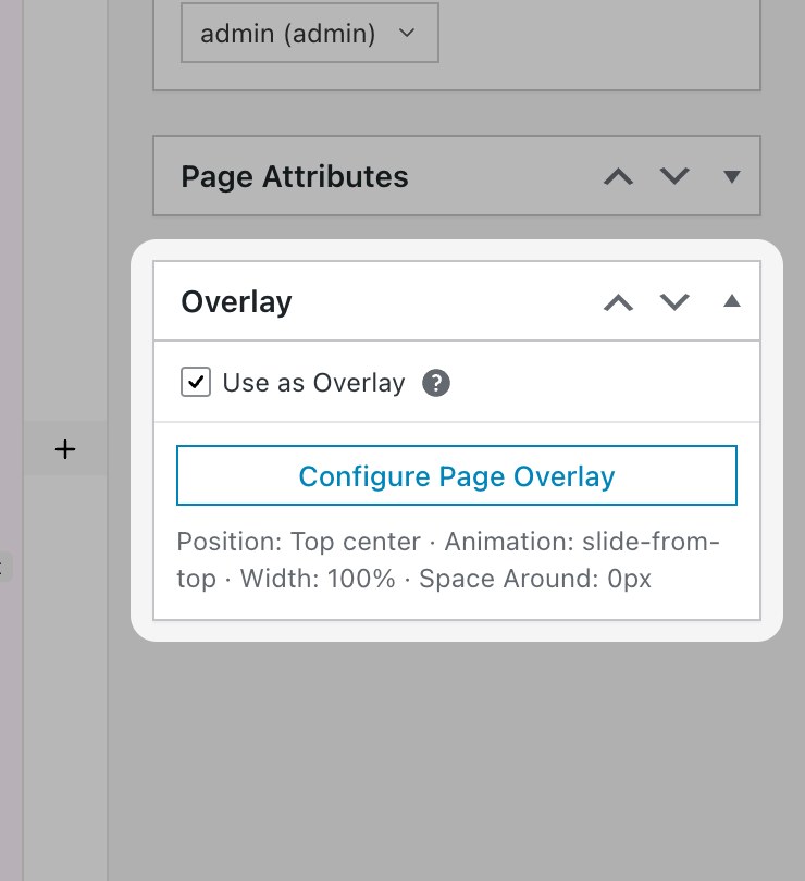 The Overlay metabox in the post sidebar