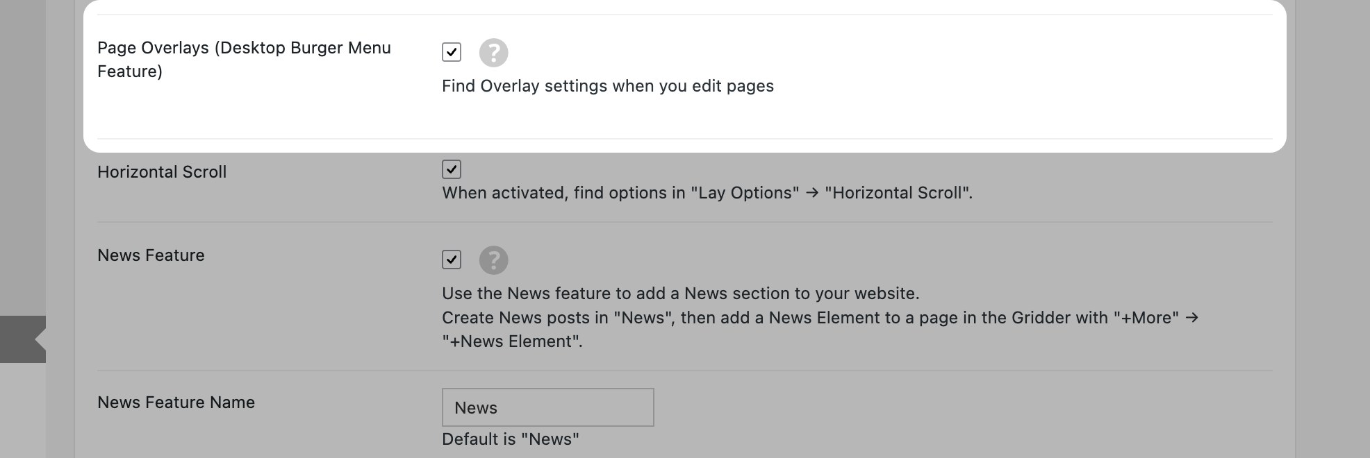 Page Overlays feature in Lay Options