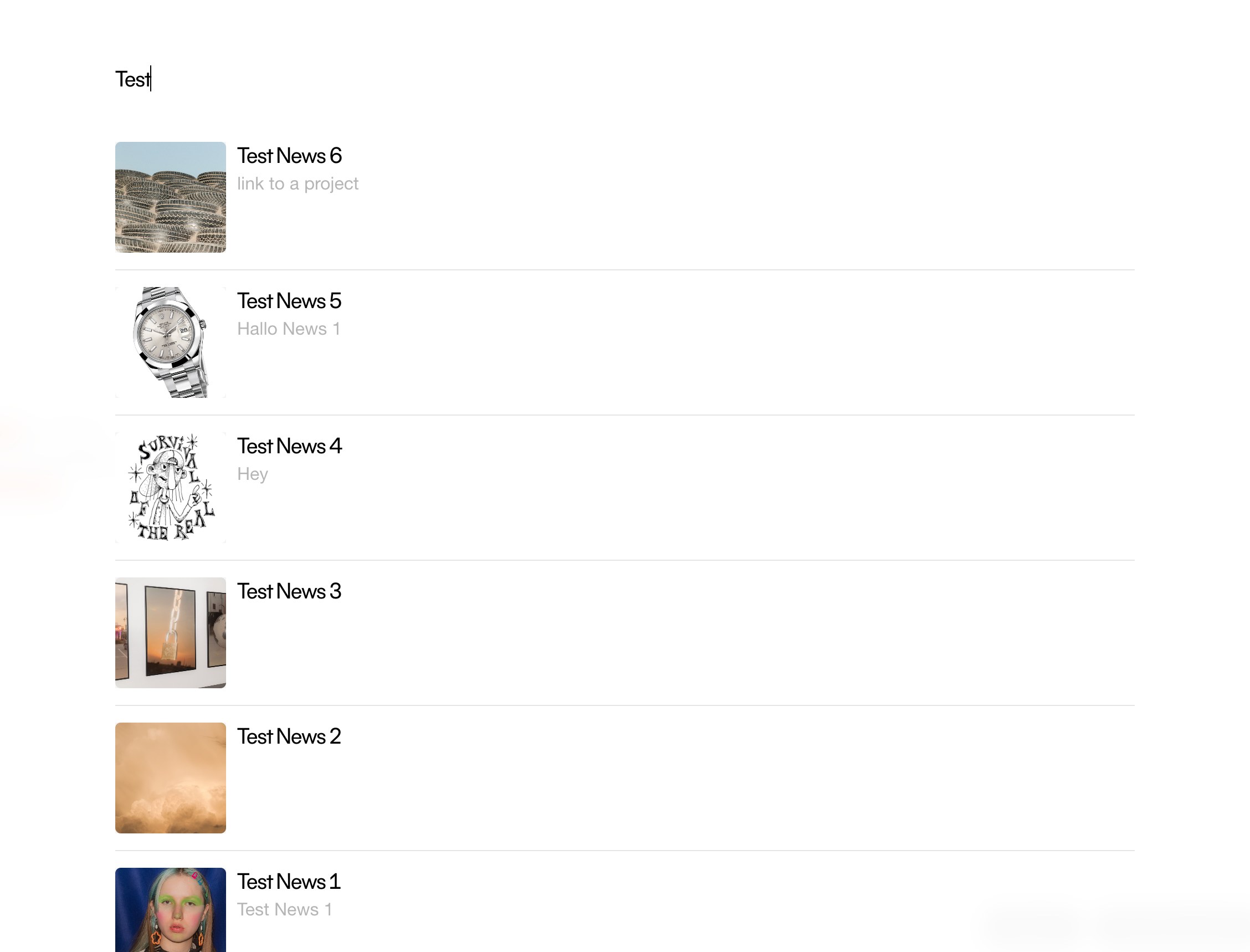 The full result list