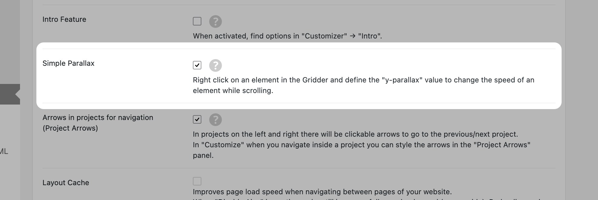 Enable Simple Parallax in Lay Options