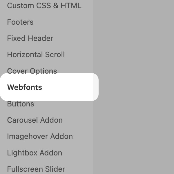 Webfonts menu point below Lay Options in the WordPress admin menu