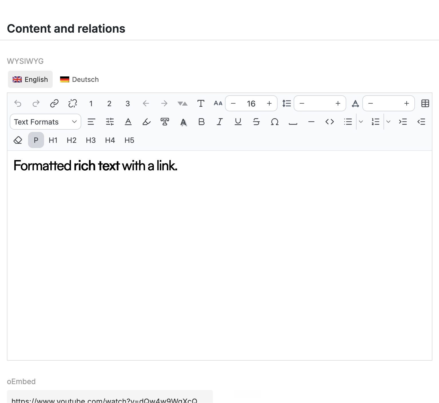 Multilingual rich text content field in Lay Theme